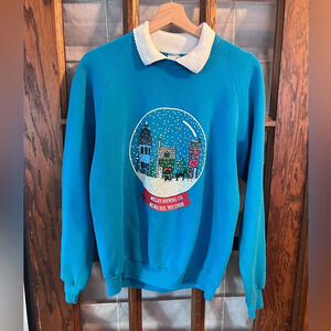 Vintage Miller Brewing Co Snowglobe Collared‎ Sweatshirt Size Large